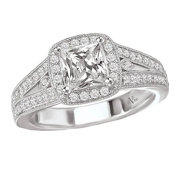 bridal engagement rings-Split Shank Semi-Mount Diamond Ring