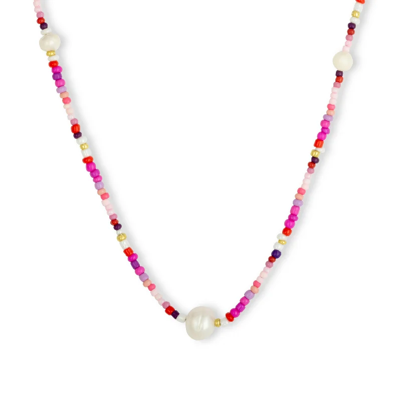 simple necklaces for women-Galia Necklace Pink