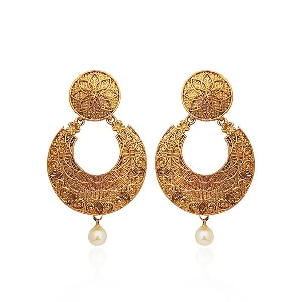 vintage hoop earrings for women-Kriaa Gold Plated Brown Austrian Stone Dangler Earrings - 1310571