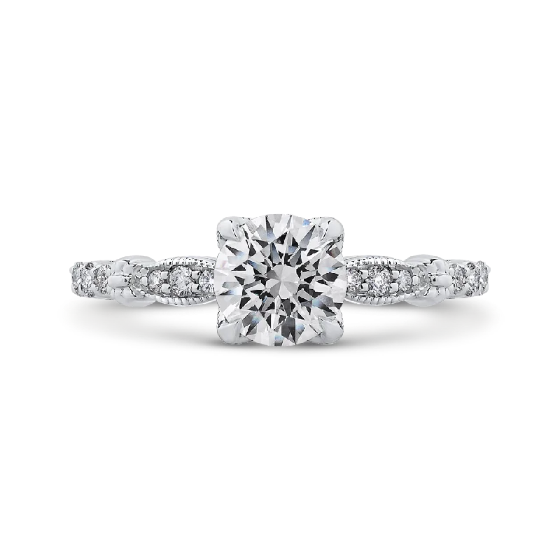 round-cut engagement rings-14K White Gold Round Diamond Engagement Ring (Semi Mount)