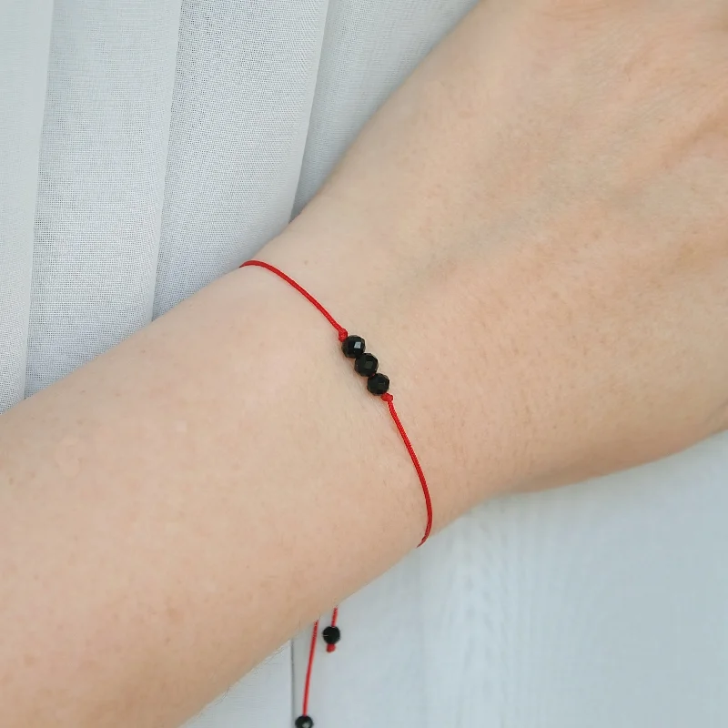 pearl bracelets for women-Very minimal red string bracelet with tourmaline