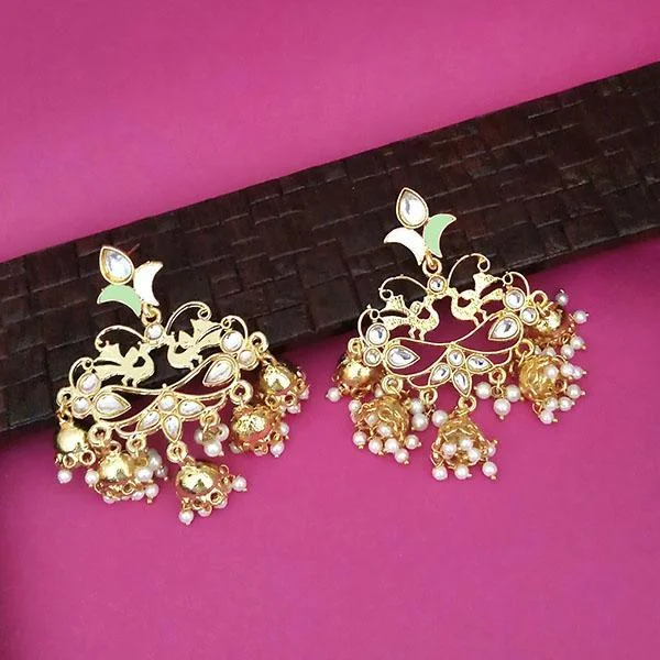 stud earrings for women-Kriaa Gold Plated Kundan Dangler Jhumki Earrings - 1316324E