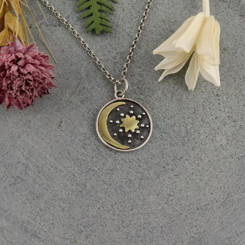 designer pendant necklaces for women-Mixed Metal Night Sky Necklace