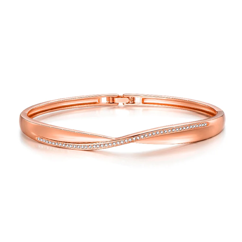 trendy bracelets for women-Rose Gold Plated Arc Bangle Created with Zircondia® Crystals (7 Inch)