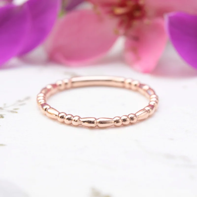 minimalistic rings for women-Beaded Stacking Wedding Ring