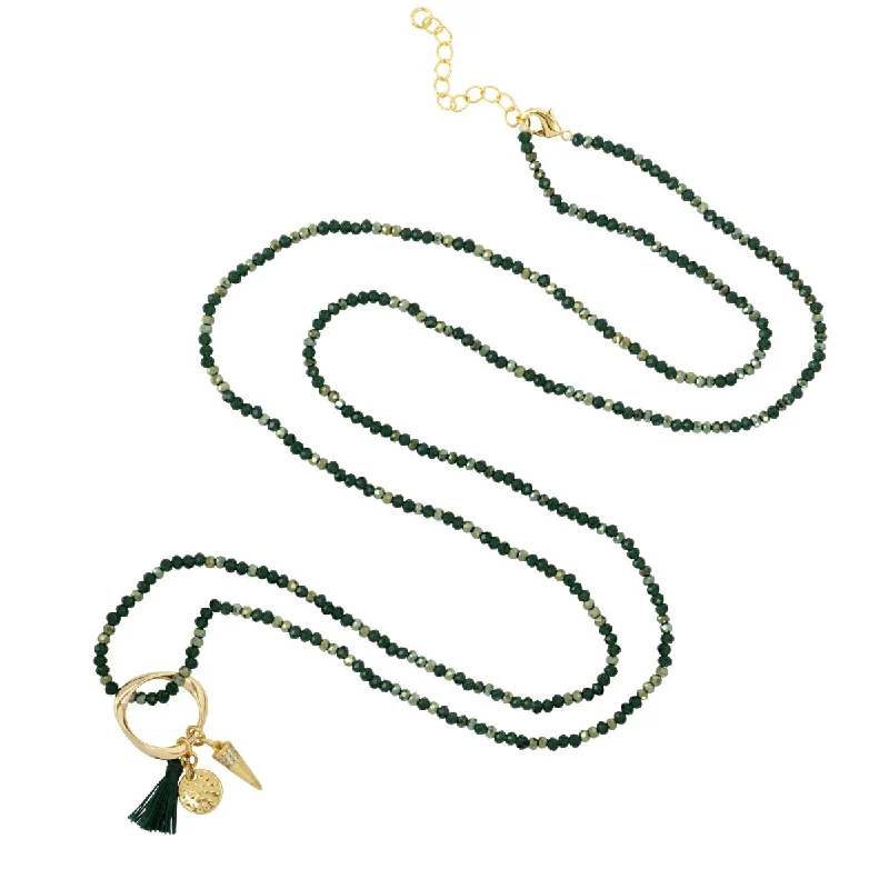 delicate chain necklaces for women-Spark Dark Green Long Necklace