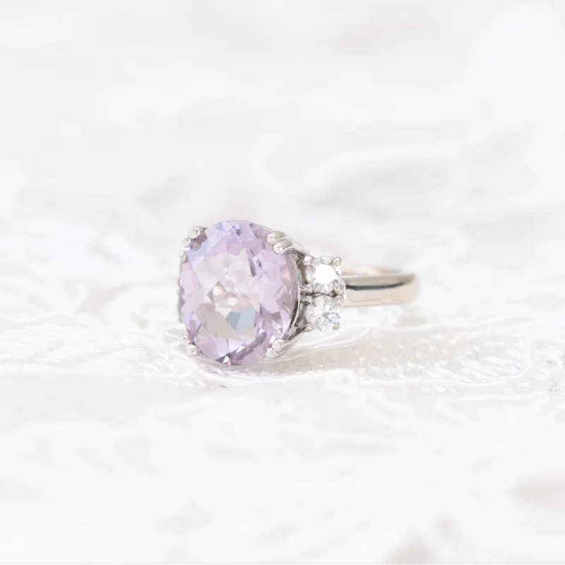 vintage rings for women-Pink amethyst diamond ring