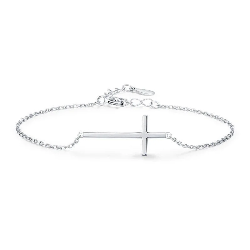 silver bracelets for women-Lucille Cross Bracelet