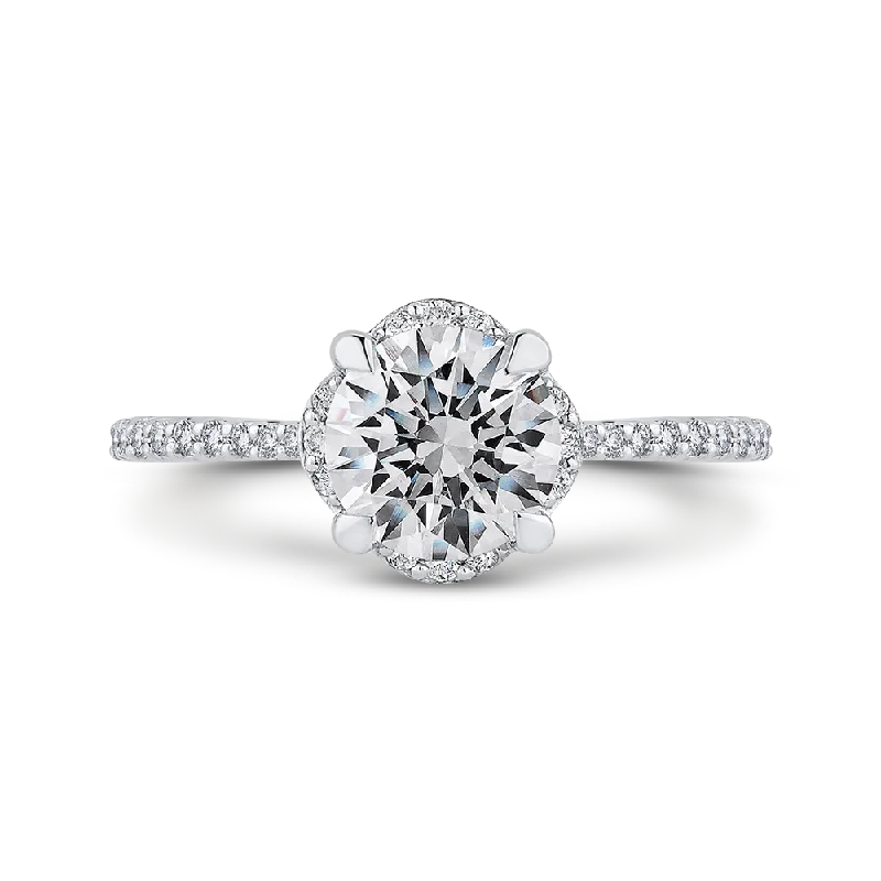 classic engagement rings-14K White Gold Round Diamond Engagement Ring (Semi Mount)