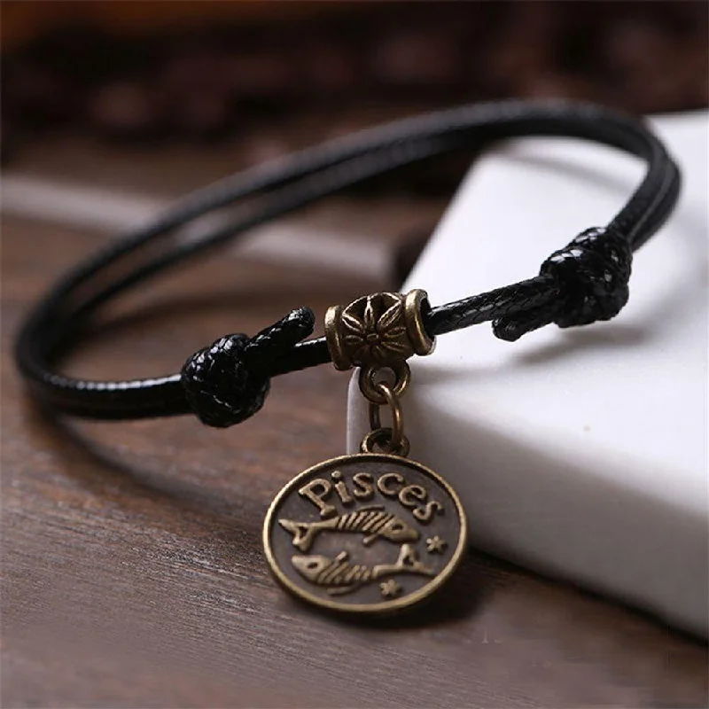 affordable bangles for women-Zodiac Signs Anklet Bracelet Barefoot Sandal Beach Foot Chain