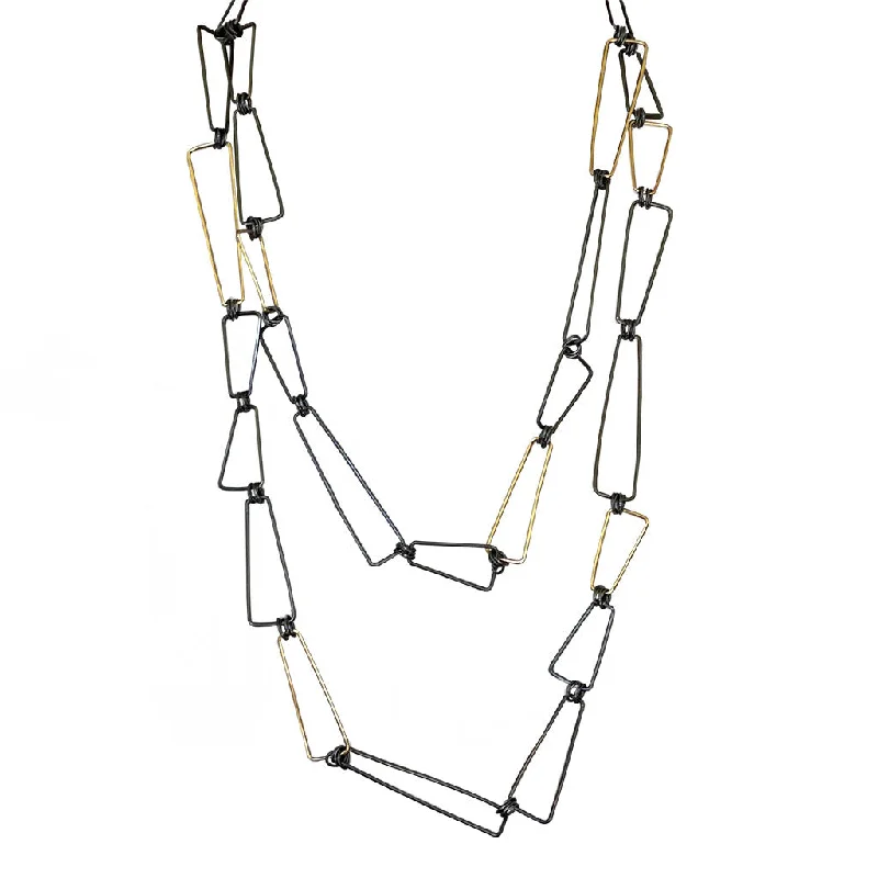 adjustable necklaces for women-40" Linked Trapezoid Necklace (N1675)