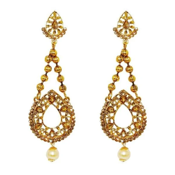 gold earrings for women-Kriaa Brown Austrian Stone  Dangler Earrings - 1309619