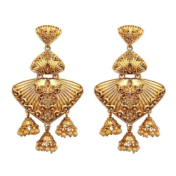 gold statement earrings for women-Kriaa Gold Plated Brown Austrian Stone Dangler Earrings - 1310549