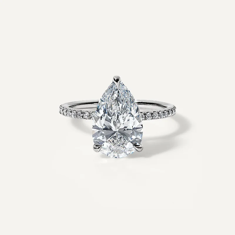 platinum engagement rings-Pear Pave