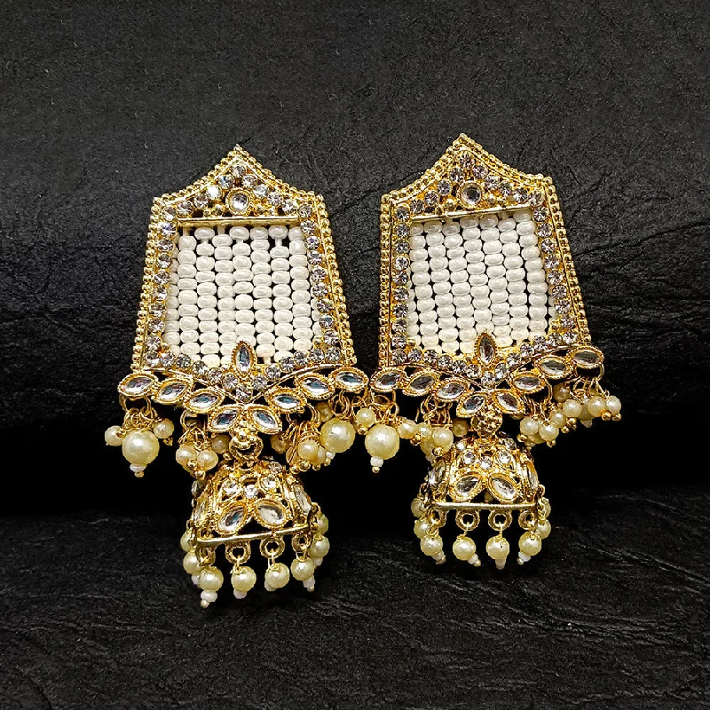 trendy earrings for women-Bhavi Jewels Gold Plated Jhumki Earrings