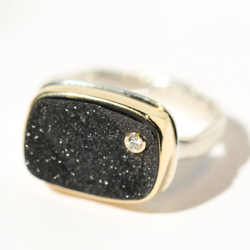 wedding ring sets for brides-Brazilian Black Drusy Ring