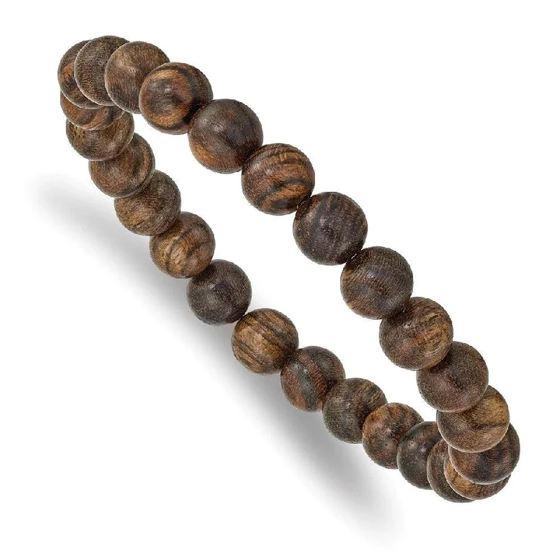 silver bangles for women-Tigerwood Bead Stretch Bracelet