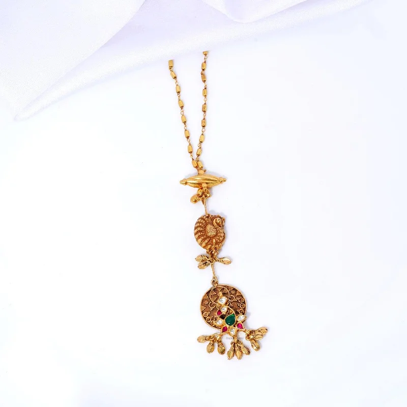 handmade pendant necklaces for women-Golden Peacock Long Necklace