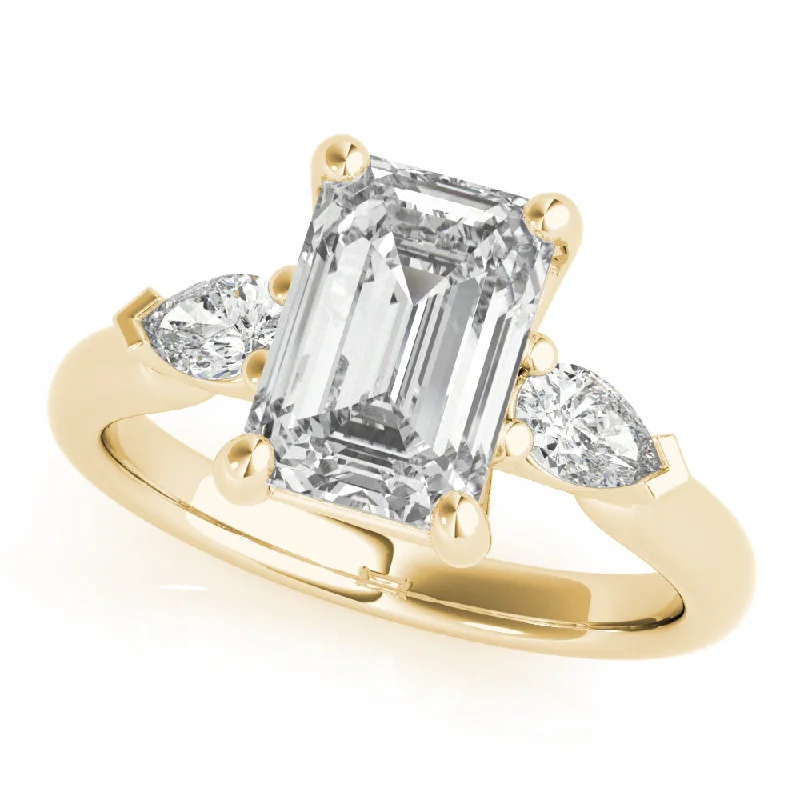 stunning engagement rings-Rebecca Emerald Cut Diamond and Long Pear Engagement Ring Setting