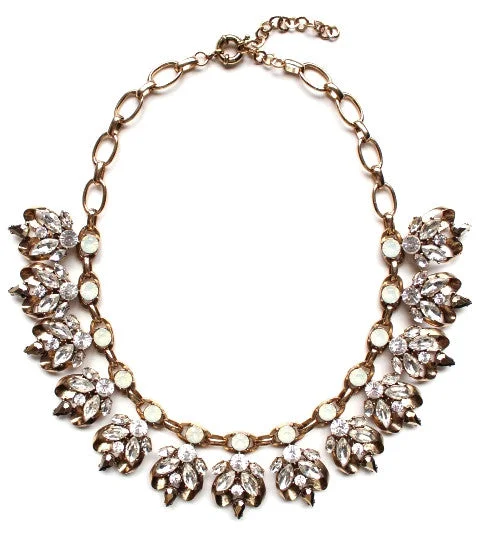 chunky necklaces for women-Luxe Chunky Metal with Crystals Statement Necklace