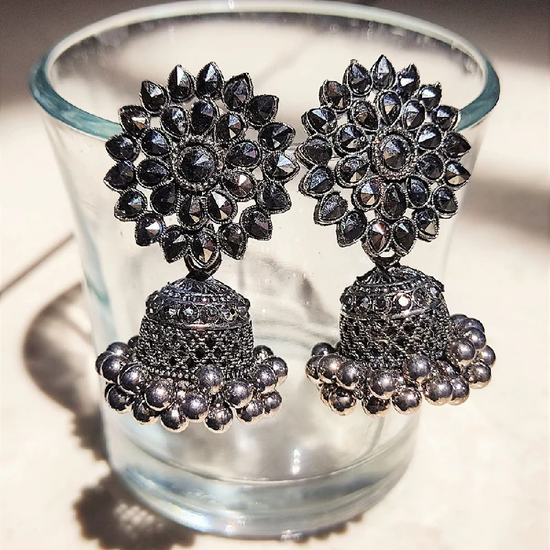 geometric earrings for women-H K Fashion Oxidised Plated Jhumki Earrings