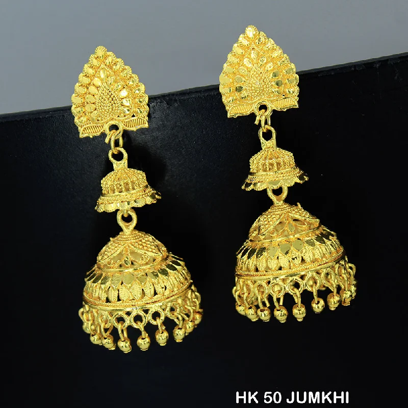 chic drop earrings for women-Mahavir Dye Gold Jhumki Earrings