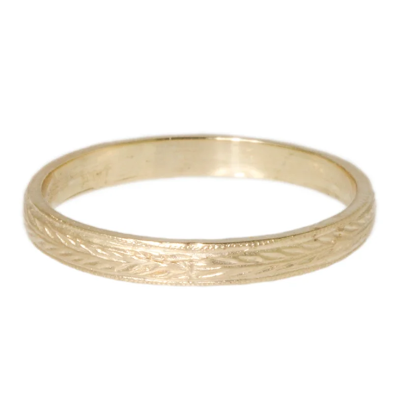 heart-shaped rings for women-Engraved Band