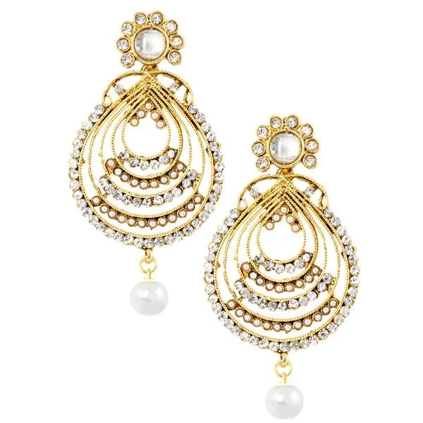 custom earrings for women-Kriaa Austrian Stone Gold Plated Dangler Earrings - 1303702