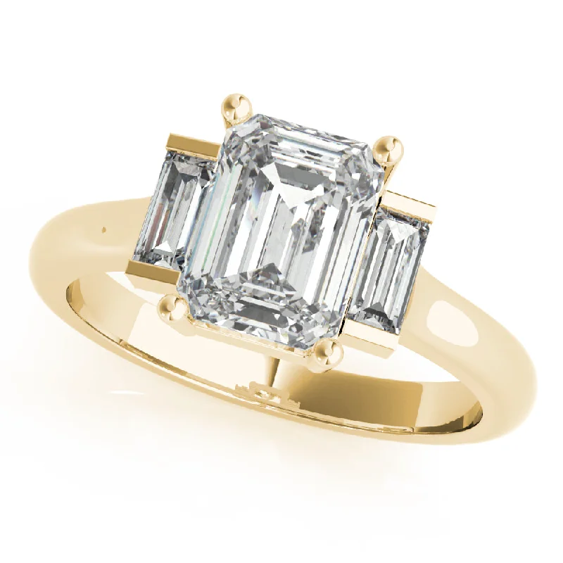 custom-made engagement rings-Margot Emerald and Diamond Baguette Engagement Ring Setting