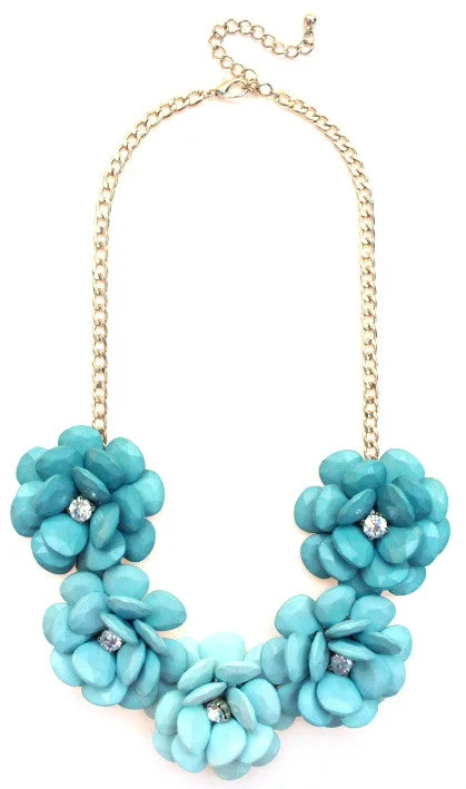 unique necklaces for women-Beaded Rosette Statement Necklace- Mint Ombre