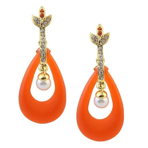 stud and hoop earrings for women-Kriaa Gold Plated  Austrian Stone Orange Dangler Earrings - 1305721