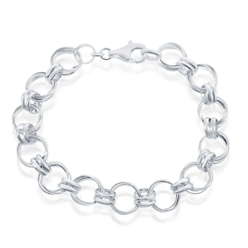 luxury diamond bracelets for women-Classic Women's Bracelet - Sterling Silver Multi Circle Link | S-4656