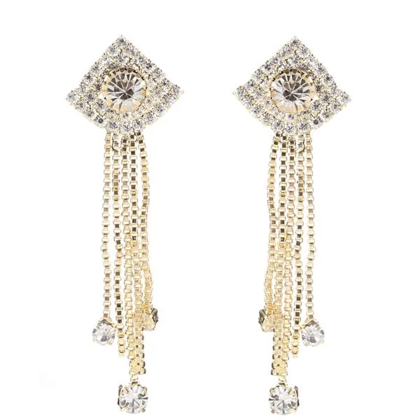 luxurious diamond earrings for women-Tip Top Fashions Austrian Stone Gold Plated Dangler Earrings - 1306101