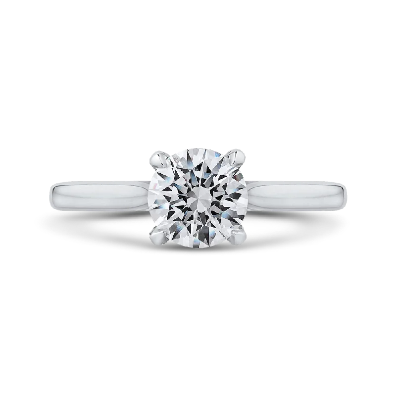 designer wedding engagement rings-14K White Gold Round Diamond Classic Engagement Ring (Semi Mount)