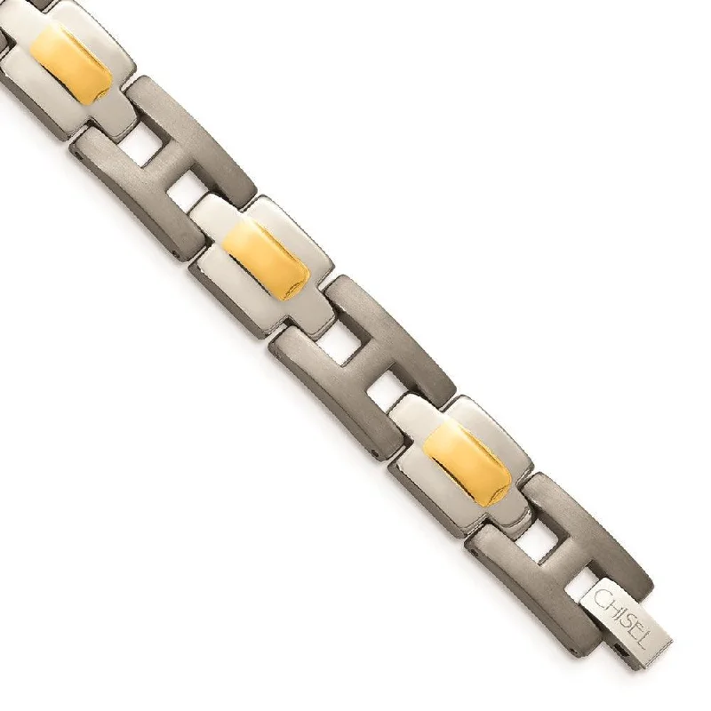 infinity bracelets for women-Titanium Yellow IP-Plated 9in Bracelet