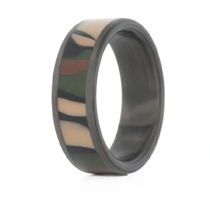 handmade rings for women-Camo Ring with Carbon Fiber Rails & Sleeve