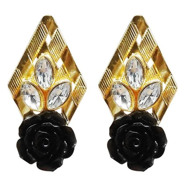 crystal earrings for women-Kriaa Resin Stone Gold Plated Floral Dangler Earring - 1311403F