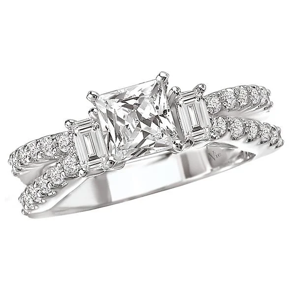 solitaire engagement rings-Split Shank Semi-Mount Diamond Ring