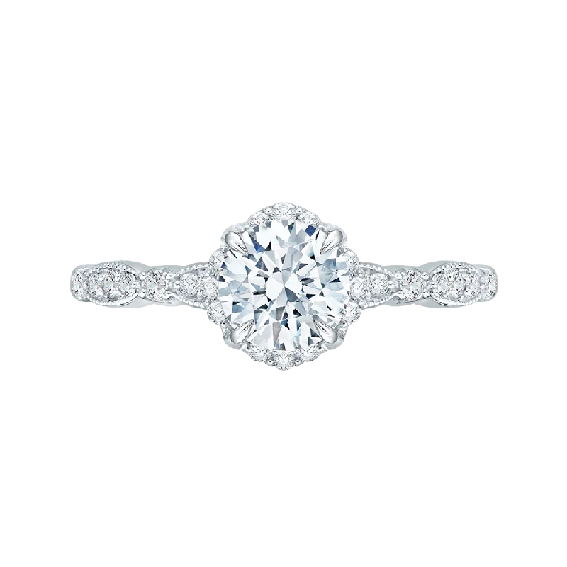 engagement rings with diamonds-14K White Gold Round Diamond Engagement Ring (Semi Mount)