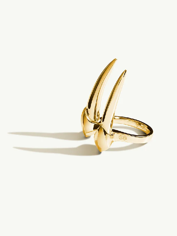 stacking rings for women-Damian Brevis Horn Talisman Ring In 18K Yellow Gold