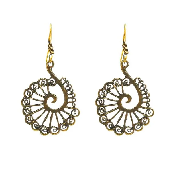 luxury earrings for brides-Tip Top Fashions Antique Gold Plated Dangler Earrings - 1311604