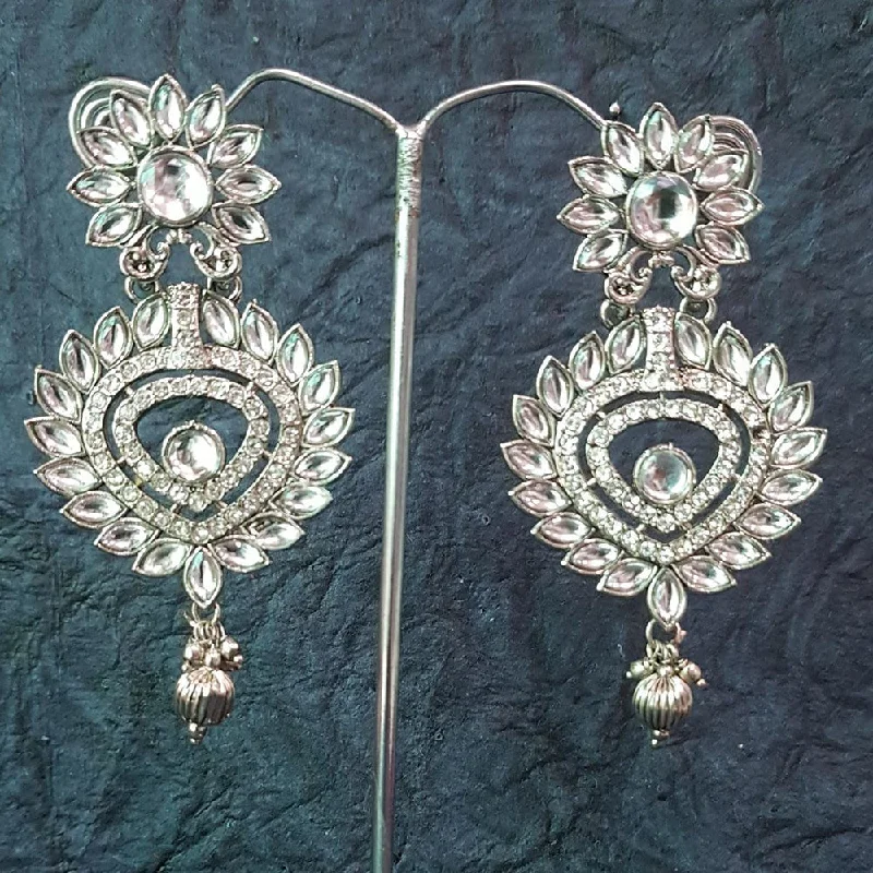 celebrity-inspired earrings for women-Shreeji Silver Plated Crystal Stone Dangler Earrings