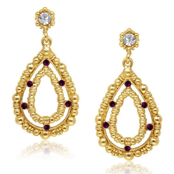 luxurious pearl drop earrings for women-Urthn Austrian Stone Gold Plated Dangler Earrings - 1304721