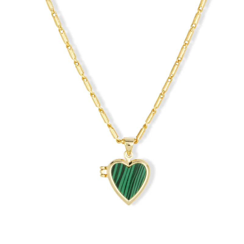 sapphire necklaces for women-Roxy Heart Locket Necklace Green