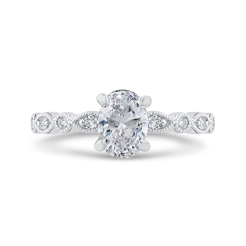 classic gold engagement rings-14K White Gold Diamond Engagement Ring (Semi-Mount)