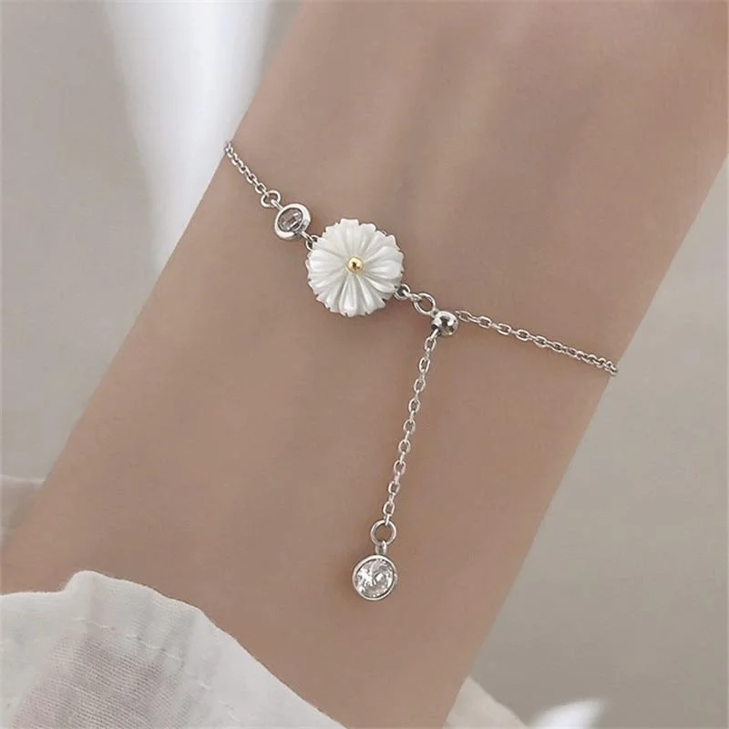 timeless bangles for women-Daisy Crystal Round Charm Bracelet