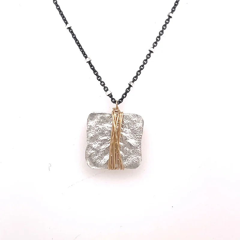 classic silver necklaces for women-Funky Square Necklace (N596)