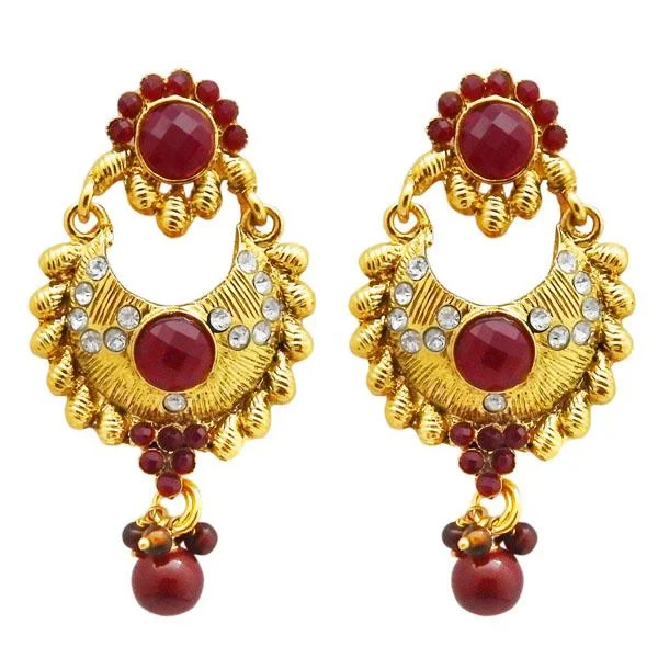 gemstone drop earrings for women-Kriaa Gold Plated Austrian Stone Dangler Earrings - 1304952B