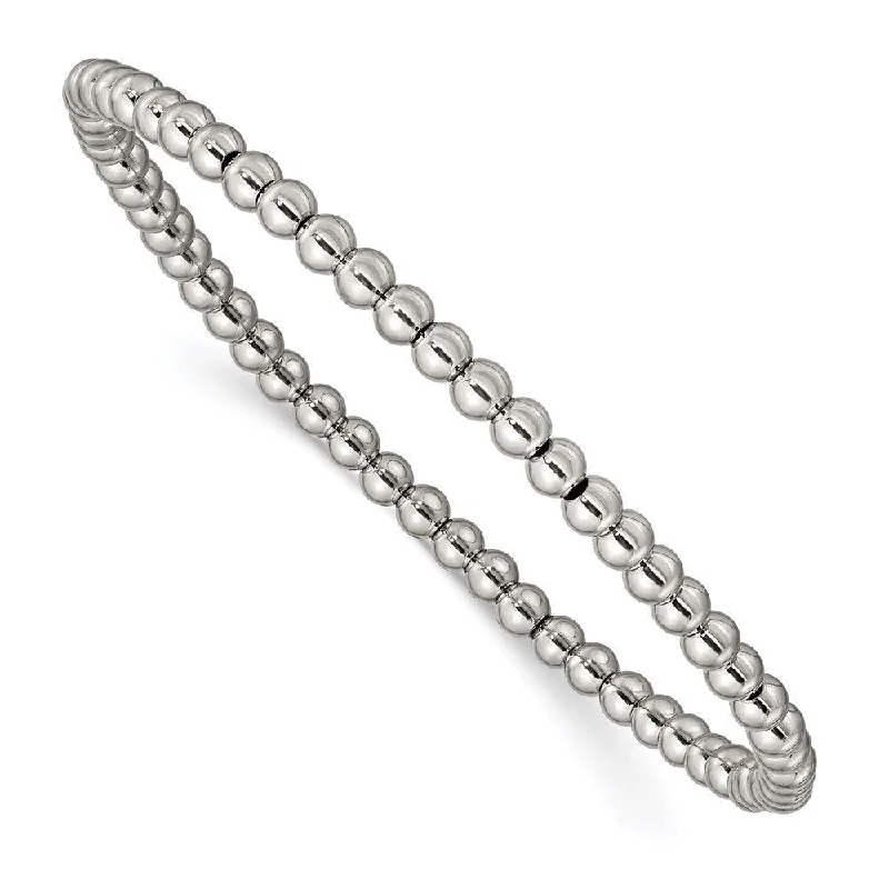 engagement bracelets for womenStainless Steel Polished Beaded Stretch Bracelet