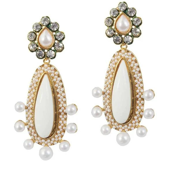 precious stone earrings for women-Kriaa Kundan Gold Plated Dangler Earrings - 1303794